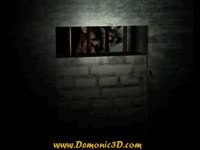 Weird animated demon fucking a slave girl against the dungeon wall